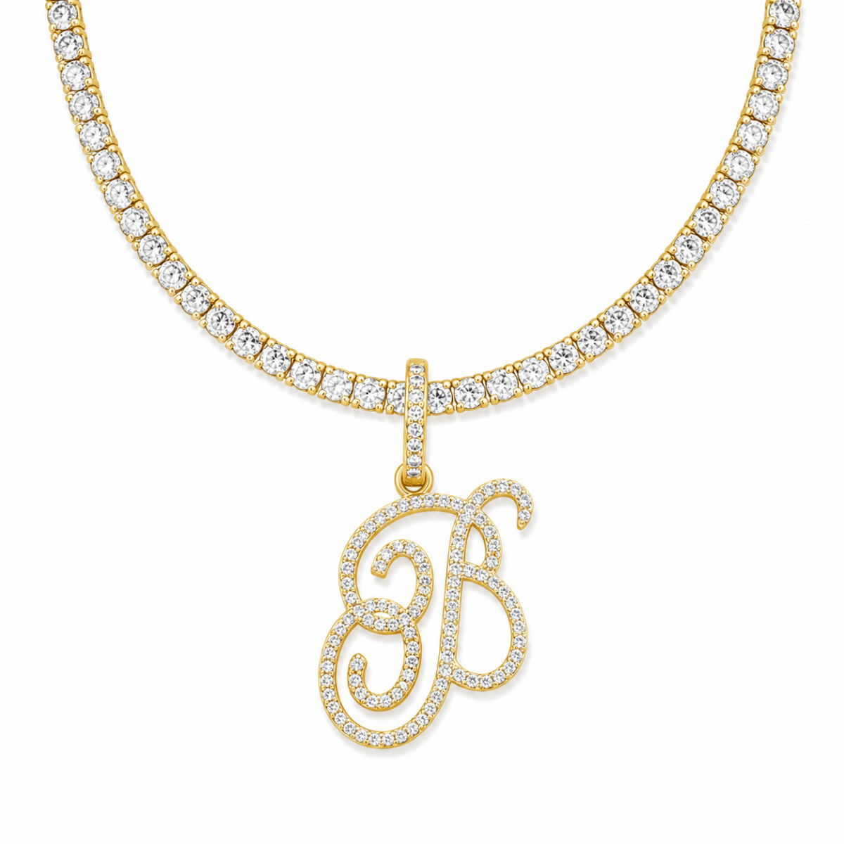 ÉCLAT INITIAL TENNIS NECLACE | GOLD - ÉCLAT MARBELLA